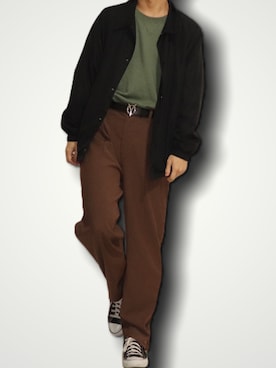 「INTER FACTORY（インターファクトリー）のファッションインフルエンサー じーの × INTER FACTORY　2wayワイドパンツ（その他パンツ）」を使った、やんやんさん（メンズ・168cm）の冬コーディネート