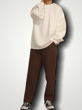 「INTER FACTORY（インターファクトリー）のファッションインフルエンサー じーの × INTER FACTORY　2wayワイドパンツ（その他パンツ）」を使った、やんやんさん（メンズ・168cm）の冬コーディネート