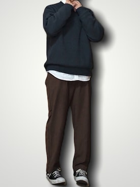 「INTER FACTORY（インターファクトリー）のファッションインフルエンサー じーの × INTER FACTORY　2wayワイドパンツ（その他パンツ）」を使った、やんやんさん（メンズ・168cm）の冬コーディネート