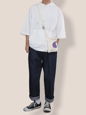 「Champion（チャンピオン）のアイテム（ショルダーバッグ）」を使った、やんやんさん（メンズ・168cm）の春コーディネート