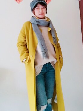 「MANGO（マンゴ）のアイテム（ダッフルコート）」を使った、のぞみさん（レディース・160cm）の冬コーディネート