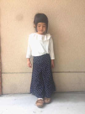 「フリルトップス」｜ゆなこさん（キッズ・110cm）の春コーディネート