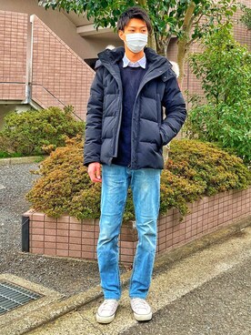 「春めきシューズ」｜「アイテム（ダウンジャケット/コート）」を使った、gomiさん（メンズ・176cm）の春コーディネート