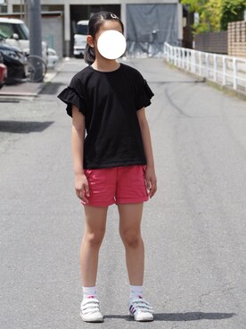 「ふりふりトップス」｜rikoさん（キッズ・146cm）の春コーディネート