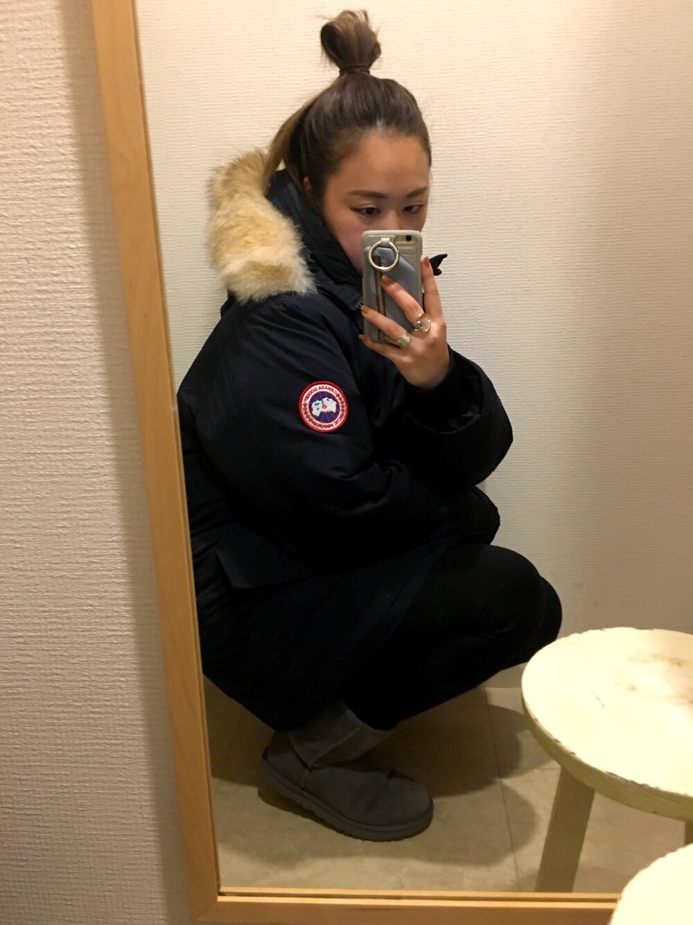 「てきとうコーデ」｜「CANADA GOOSEのアイテム（ダウンジャケット/コート、ブルー系）」を使った、yukiさん（レディース・163cm）の冬コーディネートの1枚目の写真