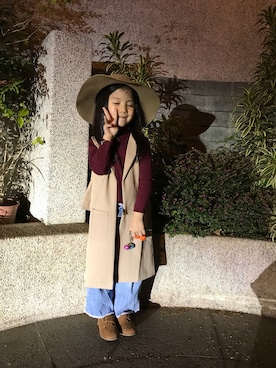 「アイテム（その他トップス、ブラウン系）」を使った、Iris.Cさん（キッズ・100cm）の冬コーディネート