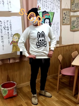 「unrelaxing（アンリラクシング）のアイテム（帽子）」を使った、s-GR🇮🇹さん（メンズ・175cm）の秋コーディネート