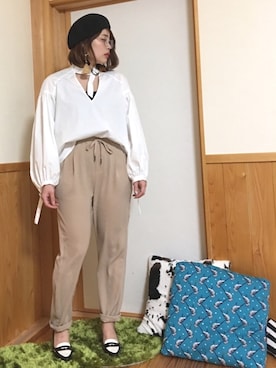 「チョーカートップス」｜「アイテム（その他）」を使った、くろ🍀😚さん（レディース・153cm）の春コーディネート