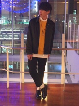 「リドム」｜「アイテム（スウェット）」を使った、まきおさん（メンズ・171cm）の冬コーディネート