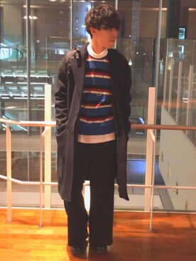 「アイテム（ネックレス、ブラウン系）」を使った、まきおさん（メンズ・171cm）の冬コーディネート