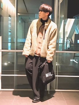 「MHL.」｜「アイテム（ブルゾン）」を使った、まきおさん（メンズ・171cm）の冬コーディネート
