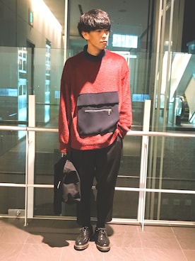 「クルニ」｜「アイテム（スラックス）」を使った、まきおさん（メンズ・171cm）の秋コーディネート