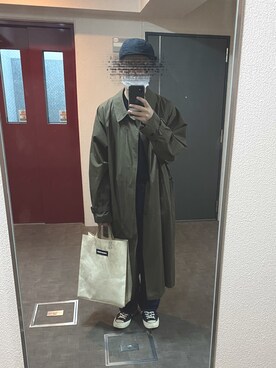 「ct70」｜「アイテム（ステンカラーコート）」を使った、とら吉さん（メンズ・170cm）の春コーディネート