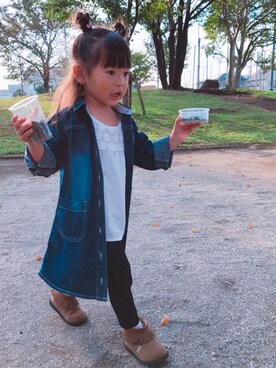 「3can4on（サンカンシオン）のアイテム（ワンピース/ドレス）」を使った、わかなっしーさん（キッズ・90cm）の秋コーディネート