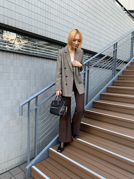 「金髪ショート」｜「アイテム（ジャケット/アウター）」を使った、chiisanpoさん（レディース・174cm）の秋コーディネート