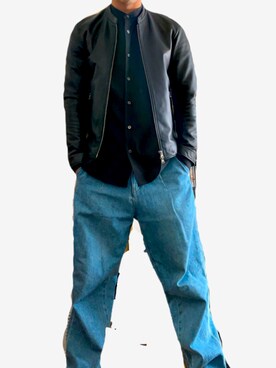 「STUDIOUS（ステュディオス）のアイテム（ライダースジャケット）」を使った、さん汰さん（メンズ・170cm）の春コーディネート