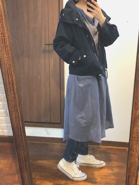 「rps（アールピーエス）のアイテム（マウンテンパーカー）」を使った、さっちゃんさん（レディース・165cm）の春コーディネート
