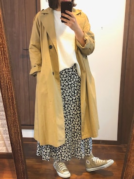 「コンバースハイカット」｜「アイテム（ジャケット/アウター）」を使った、さっちゃんさん（レディース・165cm）の春コーディネート