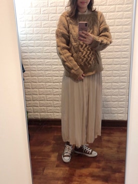 「ALLUMER（アリュメール）のアイテム（トップス）」を使った、さっちゃんさん（レディース・165cm）の冬コーディネート