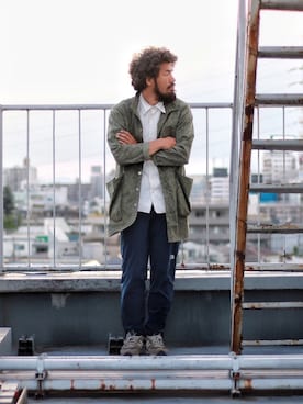 「ショップコート」｜「アイテム（デニムジャケット）」を使った、SCATTER BRAIN nicoじいさん（メンズ・174cm）の春コーディネート