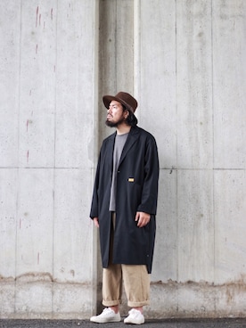 「NATAL DESIGN（ネイタルデザイン）のアイテム（ステンカラーコート）」を使った、SCATTER BRAIN nicoじいさん（メンズ・174cm）の夏コーディネート