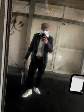 「Safari」｜「アイテム（ライダースジャケット）」を使った、しんごさん（メンズ・170cm）の冬コーディネート
