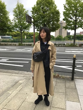 「MEIER.Q（マイヤーキュー）のアイテム（トレンチコート）」を使った、Shao さん（レディース・162cm）の秋コーディネート