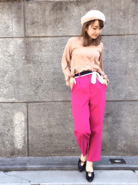 「Cheek（チーク）のアイテム（帽子）」を使った、たきさん（レディース・156cm）の春コーディネート