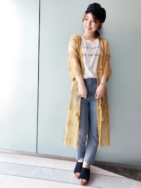 「Cheek（チーク）のアイテム（帽子）」を使った、たきさん（レディース・157cm）の夏コーディネート