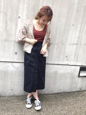 「シャギー」｜「アイテム（ノーカラージャケット）」を使った、たきさん（レディース・157cm）の夏コーディネート