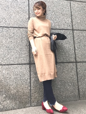 「アンゴラ」｜「アイテム（ワンピース/ドレス）」を使った、たきさん（レディース・157cm）の秋コーディネート