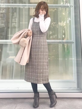 「Cheek（チーク）のアイテム（その他アウター）」を使った、たきさん（レディース・157cm）の冬コーディネート