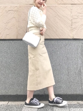 「透かし編みニット」｜たきさん（レディース・157cm）の春コーディネート