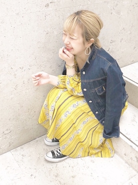 「レトロワンピース」｜「アイテム（ジャケット/アウター）」を使った、たきさん（レディース・157cm）の春コーディネート