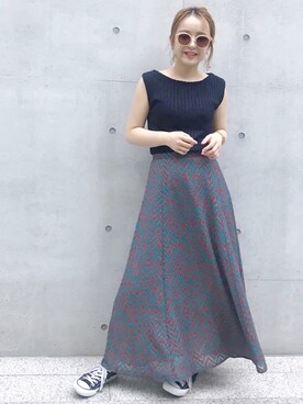 「ノースリーブニット」｜「アイテム（その他）」を使った、たきさん（レディース・157cm）の夏コーディネート
