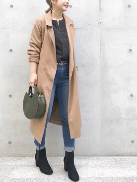 「サークルバッグ」｜「アイテム（トレンチコート）」を使った、たきさん（レディース・157cm）の秋コーディネート