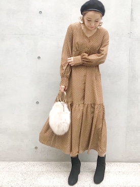「レトロワンピース」｜「アイテム（その他）」を使った、たきさん（レディース・157cm）の秋コーディネート