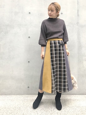 Cheek チーク の Web限定 チェック切り替えスカート スカート Wear