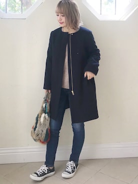 「Cheek（チーク）のアイテム（その他アウター）」を使った、たきさん（レディース・157cm）の秋コーディネート