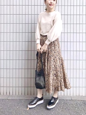 「蛇柄」｜たきさん（レディース・157cm）の冬コーディネート