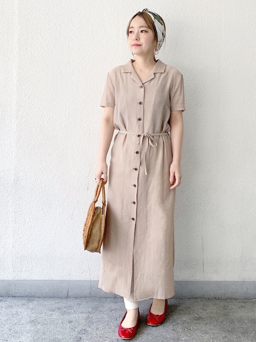 たきさんのシャツワンピース「楊柳ロングシャツ(Cheek|チーク)」を使ったコーディネート