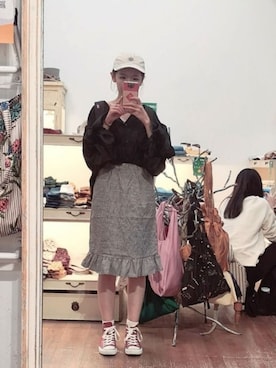 「mystic（ミスティック）の袖タックボリュームブラウス（シャツ/ブラウス）」を使った、一丸さん（レディース・165cm）の秋コーディネート