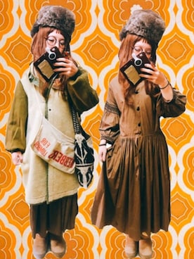 「カウチン」｜「アイテム（ワンピース/ドレス）」を使った、ありさん（レディース・153cm）の冬コーディネート