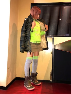 「Abercrombie&Fitch（アバークロンビーアンドフィッチ）のアイテム（スカート）」を使った、漆黒のぷりんきぃ🌙*.｡★*ﾟさん（レディース・153cm）の冬コーディネート