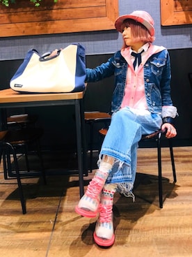 「COCOLULU（ココルル）のアイテム」を使った、漆黒のぷりんきぃ🌙*.｡★*ﾟさん（レディース・153cm）の春コーディネート