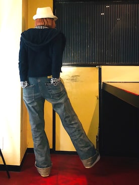 「ネイビー×ホワイト」｜「アイテム（サロペット/オーバーオール）」を使った、漆黒のぷりんきぃ🌙*.｡★*ﾟさん（レディース・153cm）の春コーディネート