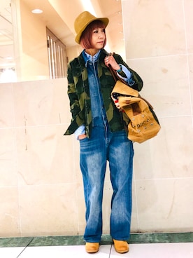 「Abercrombie&Fitch（アバークロンビーアンドフィッチ）のアイテム（ミリタリージャケット）」を使った、漆黒のぷりんきぃ🌙*.｡★*ﾟさん（レディース・153cm）の春コーディネート