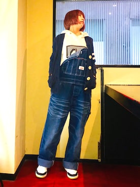 「BEAMS（ビームス）のアイテム（サロペット/オーバーオール）」を使った、漆黒のぷりんきぃ🌙*.｡★*ﾟさん（レディース・153cm）の春コーディネート