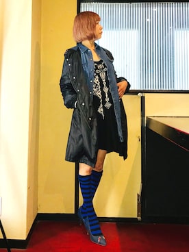 「大人ガーリー」｜「アイテム（ナイロンジャケット）」を使った、漆黒のぷりんきぃ🌙*.｡★*ﾟさん（レディース・153cm）の春コーディネート