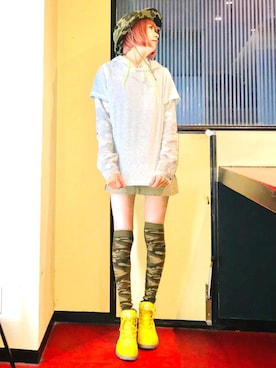 「ニーハイソックス」｜「アイテム（その他）」を使った、漆黒のぷりんきぃ🌙*.｡★*ﾟさん（レディース・153cm）の春コーディネート